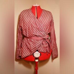 Pin Stripe Wrap Top
